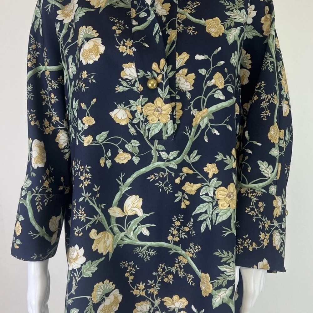 Tuckernuck Navy Floral Button-Front Tunic Top Sz XXL